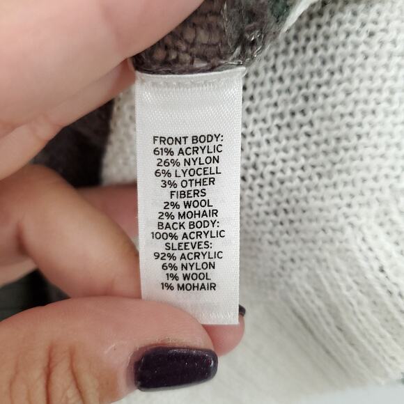 Hinge Retro Sheer Wool Mohair Blend Sheer Lace Open Knit Nordic Stripe Sweater M - Picture 6 of 10